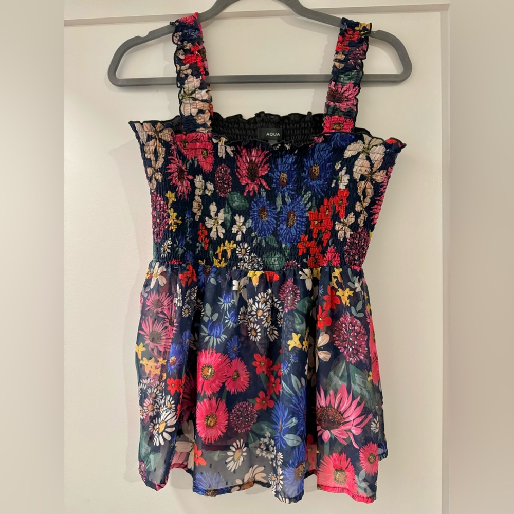 Aqua Ruched Floral Top